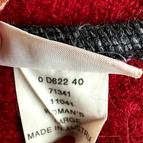 Vintage L.L. Bean Boiled Wool Jacket Coat 70s Austria Pockets Red Black Large - Picture 5 of 7